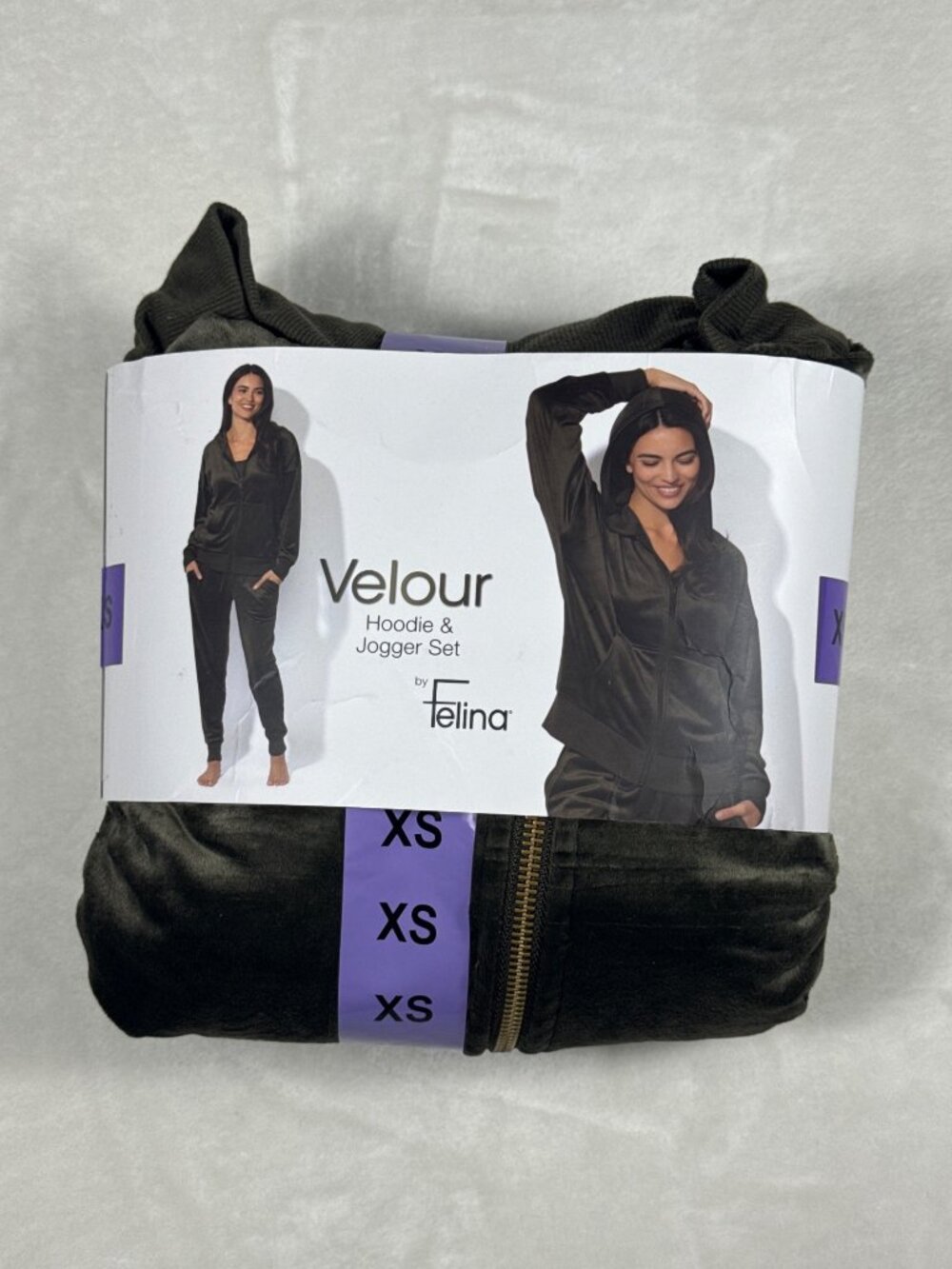 Velour Hoodie & Jogger Set By Felina XS Black Soft Lounge Wear - Picture 3 of 5